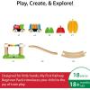 imageBRIO My First Railway Beginner Pack  18Piece FSCCertified Wood Train Set  Compatible with All BRIO Sets  Includes Rainbow Bridge ampamp Rattle Wagon  Safe Play  Toddlers Ages 18 Months ampamp OlderRailway