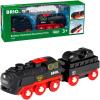 imageBRIO World BatteryOperated Steaming Train  3Piece Motorized Train Engine for Wooden Track with Lights and KidFriendly Steam  Interactive Play with ForwardReverse  for Kids 3 ampamp UpModern