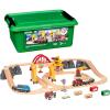 imageBRIO World Cargo Railway Deluxe  Wooden Track Train Set  BatteryPowered Engine 3 Cranes Bridge Truck  Kids Ages 3  Compatible with All Wooden Rail Sets  FSC Certified Wood  54PiecesCargo Railway