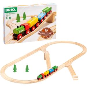 imageBRIO Classic 65th Anniversary Wooden Train Set  32Piece FSCCertified Wood Train Set  Includes Wooden Trains Wagons Bridge ampamp Tracks  Compatible Classic  Kids Ages 2 ampamp UpBRIO Classic  65th Anniversary Wooden Train Set  32 Piece Railway Toy for Kids  Age 2 Years and Up  FSCCertified  Compatible World