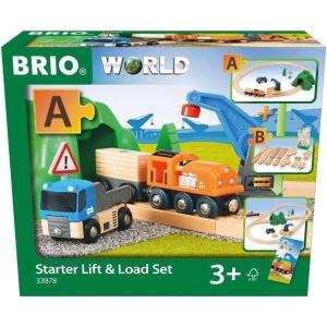 imageBRIO Starter LiftampampLoad Set Wooden Toy Train Durable  Child Safe  Encourages Creativity  Compatible with All Wooden Railway Sets  Includes Engine Lorry Wagon Track and More