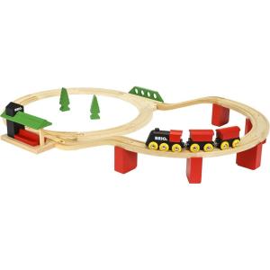 imageBRIO World 33424  Classic Deluxe Railway Set  25 Piece Wood Train Set with Accessories and Wooden Tracks for Kids Ages 2 and UpRailway Set