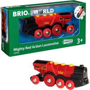 imageBRIO World Mighty Red Action Locomotive  Batteryoperated Toy Train for Wooden Track  Motorized Train with Light ampamp Sound  Compatible with All BRIO Railway Sets  Interactive Play  Kids Ages 3 ampamp UpLocomotive