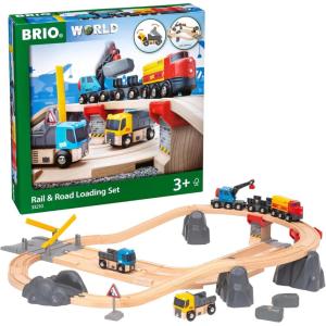 imageBRIO World Rail ampamp Road Loading Set  32Piece FSCCertified Wood Train Set ampamp Accessories  Special Crane Car Flatbed Tracks ampamp More  Works with All Wooden Railway Sets  Fun Play for Ages 3Set