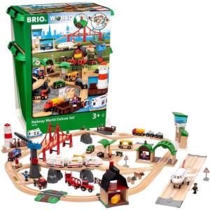 imageBRIO World Railway World Deluxe Set  106Piece FSCCertified Wood and Accessory Train Set  Works with All Wooden Train Sets  Includes Tracks Vehicles Bridge ampamp More  Kids Ages 3 ampamp UpBRIO World 33766 Deluxe Railway Set  Ultimate Wooden Train Adventure for Kids Aged 3 and Up  Interactive and Educational  Compatible with All Brio Railway Toys  Certified Sustainable Toy