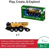 imageBRIO World Mighty Golden Action Locomotive  Battery Operated Toy Train for Wooden Track  Motorized Train with Lights ampamp Sound  Works with All BRIO Sets  Exciting Interactive Play  Ages 3 ampamp UpLocomotive