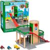 imageBRIO World Parking Garage  7Piece Wooden Toy Garage with 2 Cars 1 Transporter Wagon and Wooden Ramp Tracks  Works with All BRIO Train Sets  FSCCertified  Sparks Creativity ampamp Fun  Ages 3 ampamp UpParking Garage