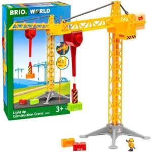imageBRIO 33835 Construction Crane with Lights  Premium Wooden Toy Train Set  Ideal for Kids Age 3 and Up  Built with Sustainable Materials  YellowClassic