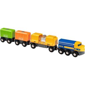 imageBRIO 33982 ThreeWagon Cargo Train  KidFriendly Wooden Toy Train  Engaging Play Experience  Compatible with All Railway Tracks  Ideal for Kids Age 3 ampamp Up  FSCCertified Materials