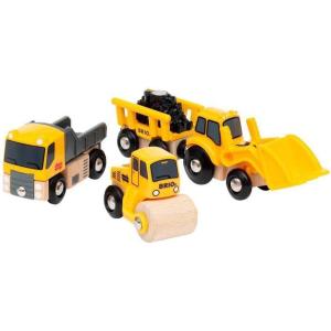 imageBRIO Construction Vehicles  Premium Wooden Toy Train Set  Fun and Educational  Easy Magnetic Couplings  FSC Certified Wood  Ideal Christmas or Birthday Gift