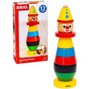 imageBRIO Infant ampamp Toddler 30120  Stacking Clown  9 Piece Wood Stacking Toy for Kids Ages 1 and Up