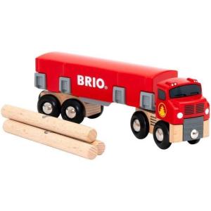 imageBRIO World 33657  Lumber Truck  6Piece Wooden Toy Train Set  Ideal for Kids Ages 3 and Up  Made with Sustainable Wood  Magnetic Crane Compatible