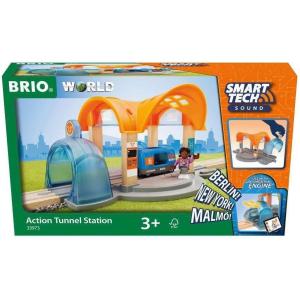 imageBRIO 33973 Smart Tech Sound Action Tunnel Station  Wooden Toy Train Set for Kids Age 3 and Up