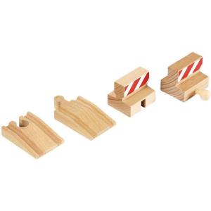 imageBRIO World 33385  Stop and Ramp Track  4 Piece Wooden Toy Train Accessory for Kids Ages 3 and Up