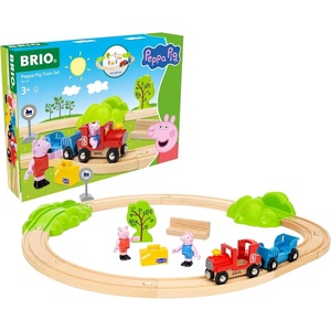 image:imageBRIO World Peppa Pig Train Set  18Piece FSCCertified Wooden Railway Set  Includes Peppa and George Figures  Works with All BRIO Train Sets  Ages 3